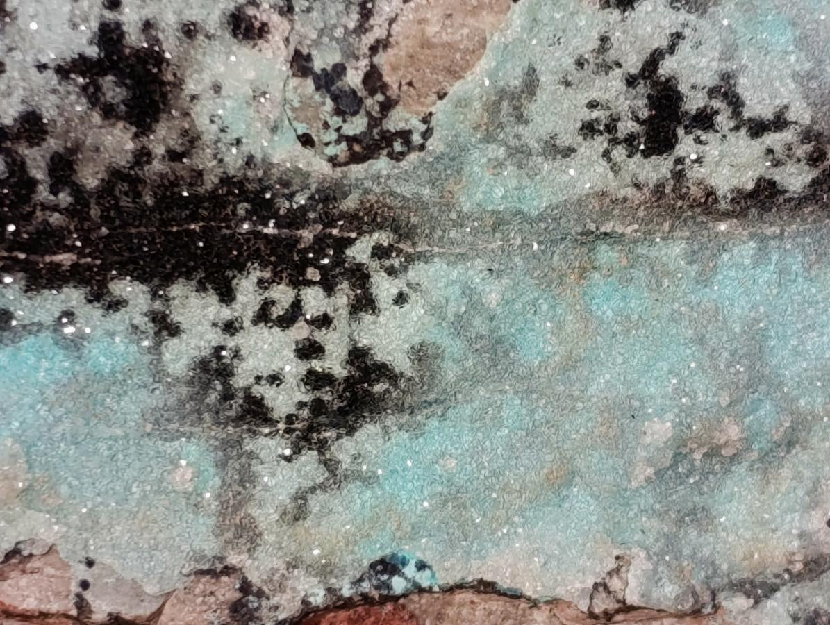 Natural Drusy Chrysocolla With Malachite And Heterogenite On Dolomite Specimens x 3 From Lupoto, Congo