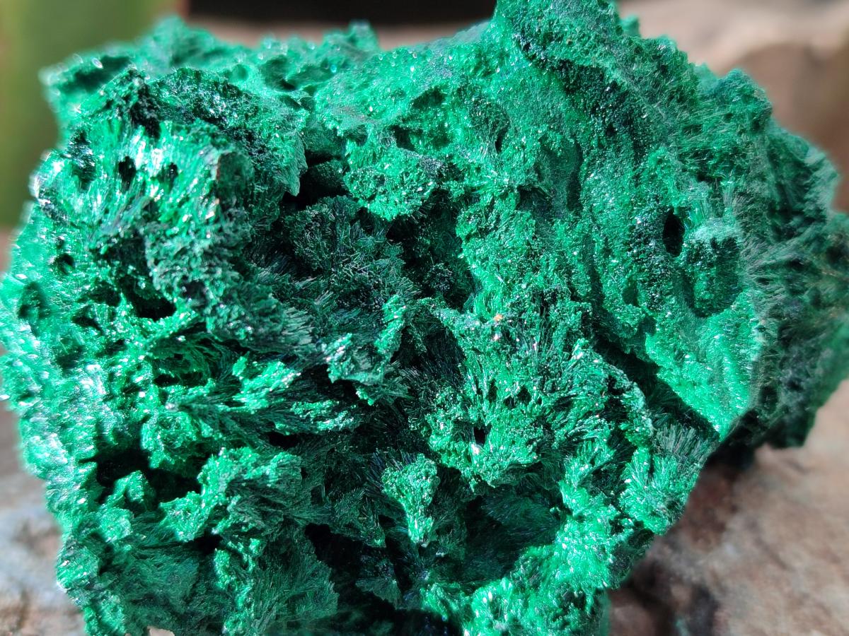 Natural Silky Malachite Specimens x 6 From Kasompe, Congo