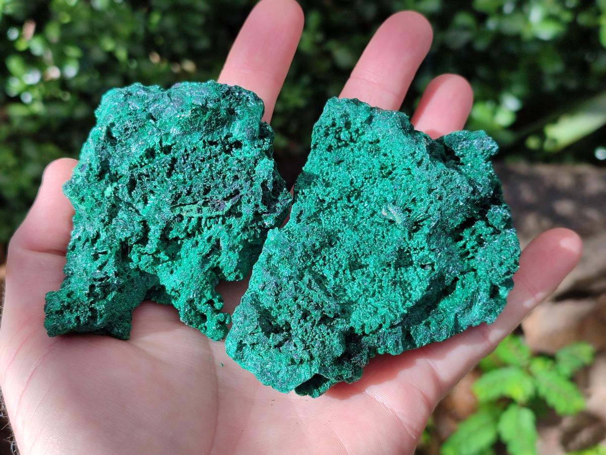 Natural Silky Malachite Specimens x 6 From Kasompe, Congo
