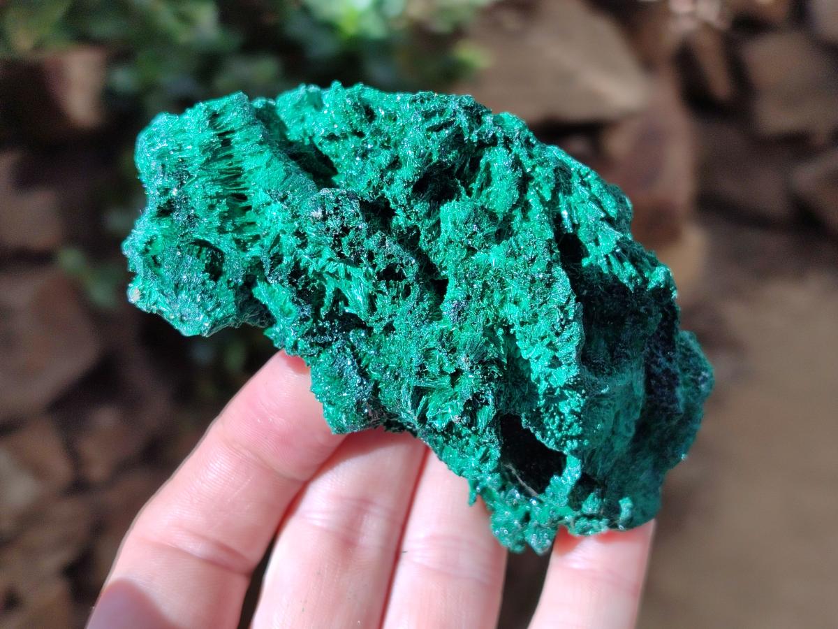 Natural Silky Malachite Specimens x 6 From Kasompe, Congo
