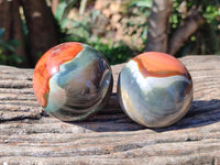 Polished Polychrome Jasper Spheres x 3 From NW Coast, Madagascar