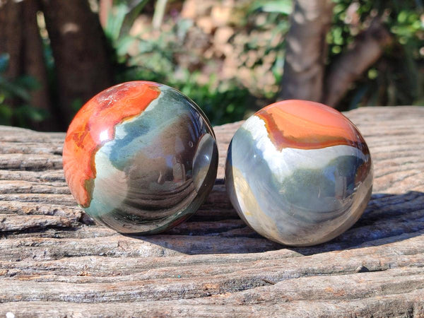 Polished Polychrome Jasper Spheres x 3 From NW Coast, Madagascar