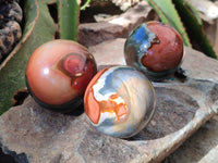Polished Polychrome Jasper Spheres x 3 From NW Coast, Madagascar