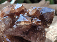 Natural Cascading Smokey Citrine Quartz Clusters x 2 From Luena, Congo