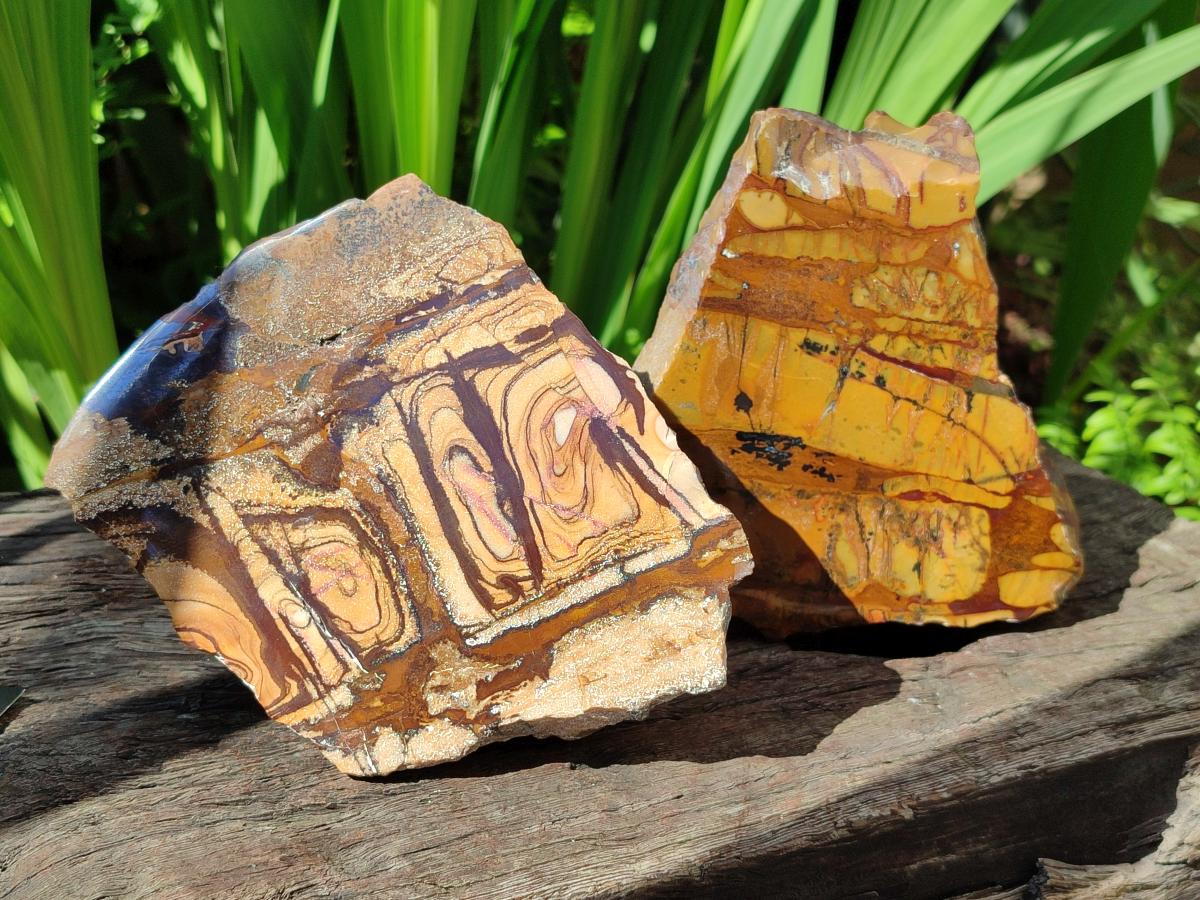 Polished On One Side Nguni Jasper Slices x 2 From Northern Cape, South Africa