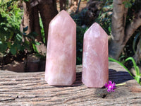 Polished Rose Quartz Crystals x 2 From Madagascar