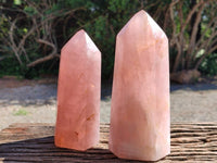 Polished Rose Quartz Crystals x 2 From Madagascar