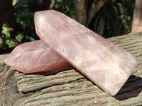 Polished Rose Quartz Crystals x 2 From Madagascar