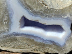 Polished On One Side Blue Lace Agate Geodes x 3 From Nsanje, Malawi