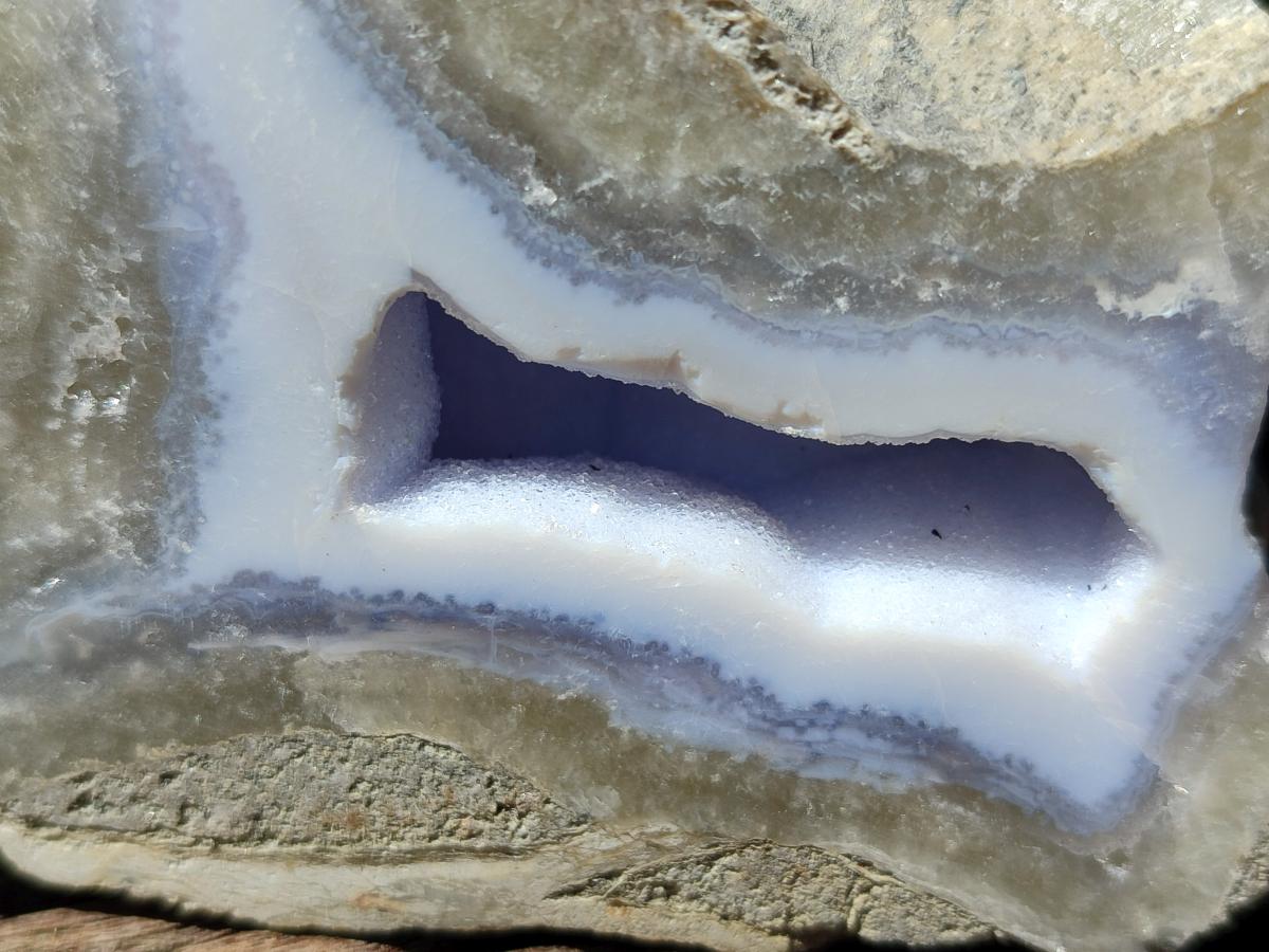 Polished On One Side Blue Lace Agate Geodes x 3 From Nsanje, Malawi