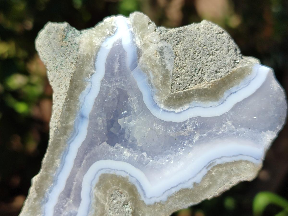 Polished On One Side Blue Lace Agate Geodes x 3 From Nsanje, Malawi