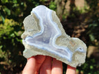 Polished On One Side Blue Lace Agate Geodes x 3 From Nsanje, Malawi
