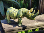 Hand Made Leopard Stone Rhino Carving x 1 From Nyanga, Zimbabwe