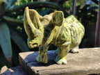 Hand Made Leopard Stone Rhino Carving x 1 From Nyanga, Zimbabwe