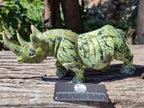 Hand Made Leopard Stone Rhino Carving x 1 From Nyanga, Zimbabwe