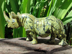 Hand Made Leopard Stone Rhino Carving x 1 From Nyanga, Zimbabwe