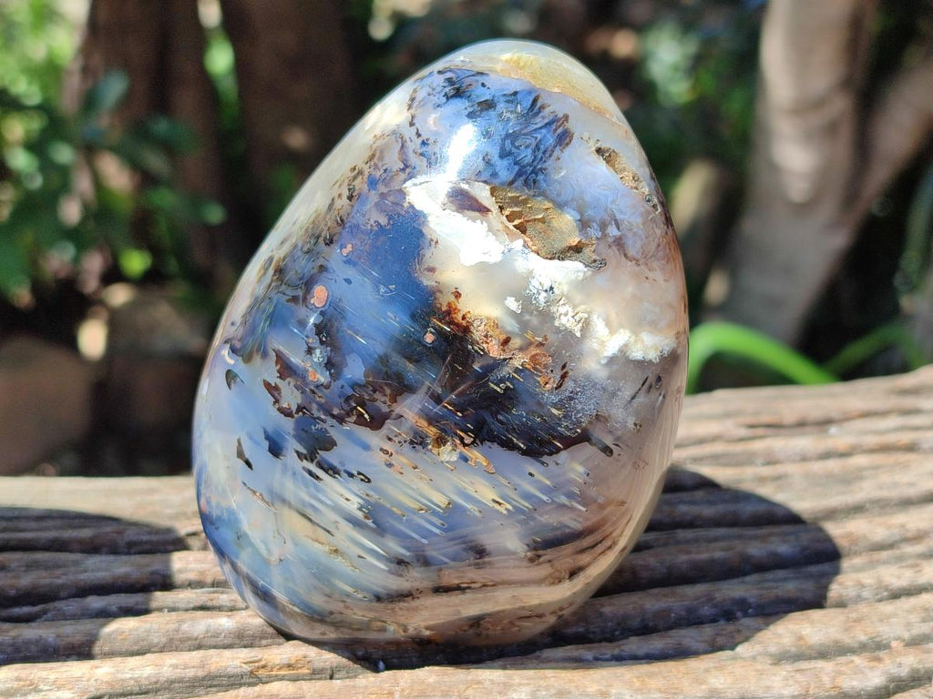 Polished Dendritic Agate Standing Free Forms x 3 From Moralambo, Madagascar