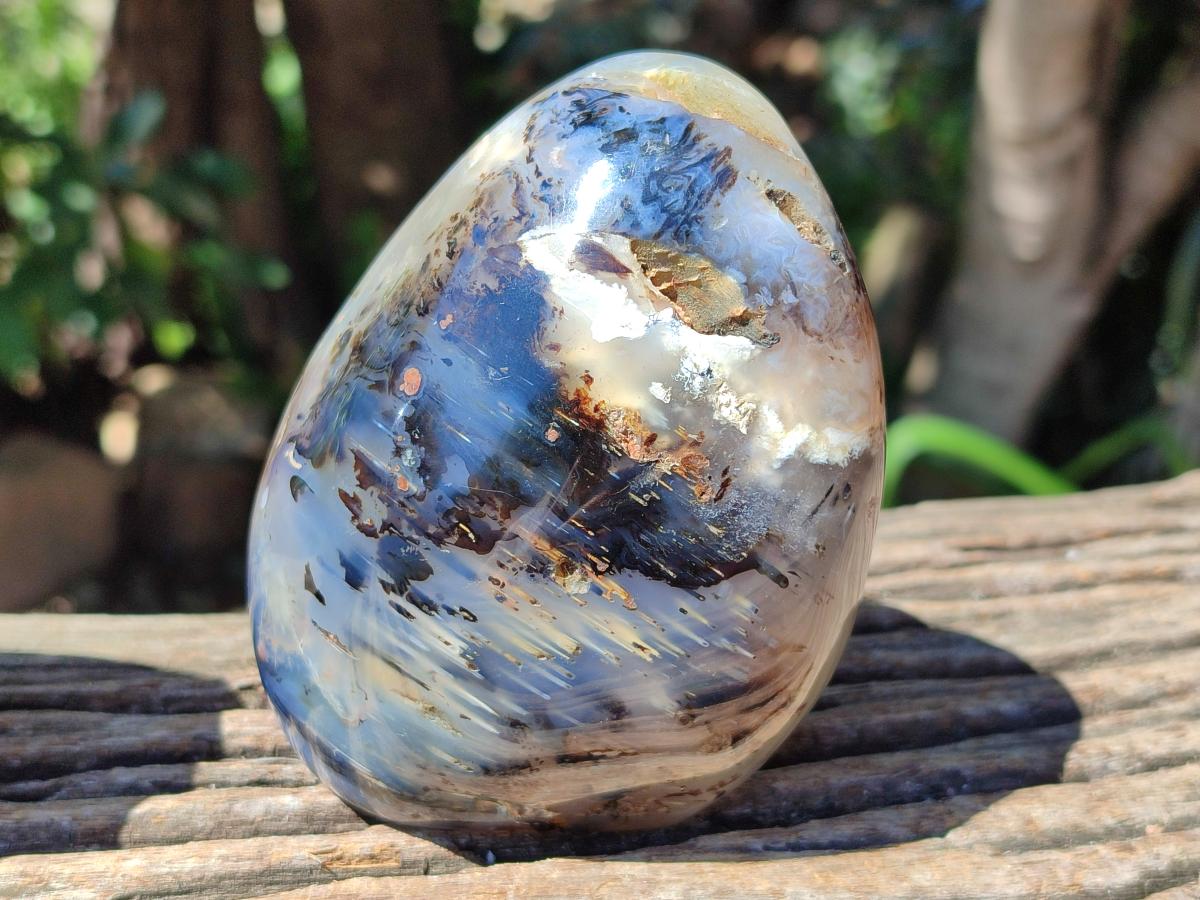 Polished Dendritic Agate Standing Free Forms x 3 From Moralambo, Madagascar