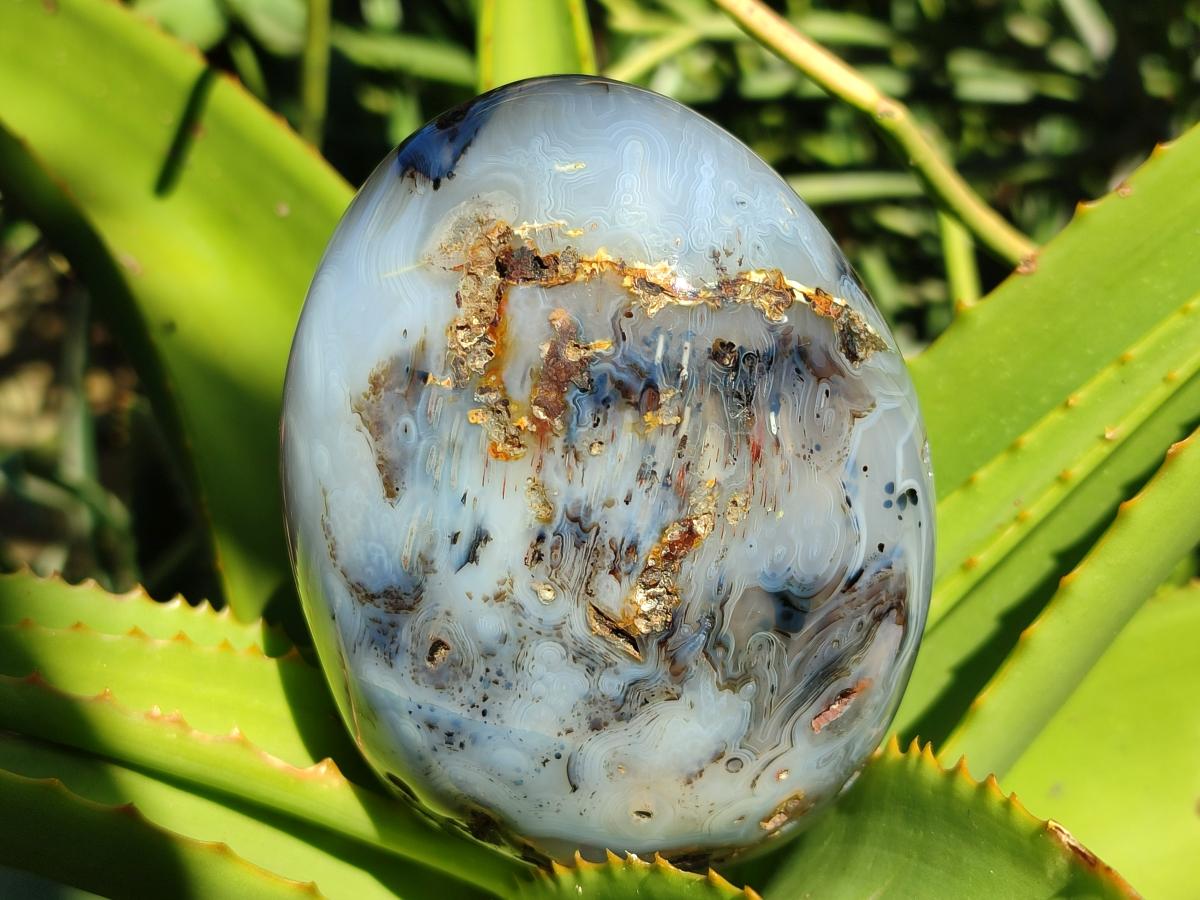 Polished Dendritic Agate Standing Free Forms x 3 From Moralambo, Madagascar