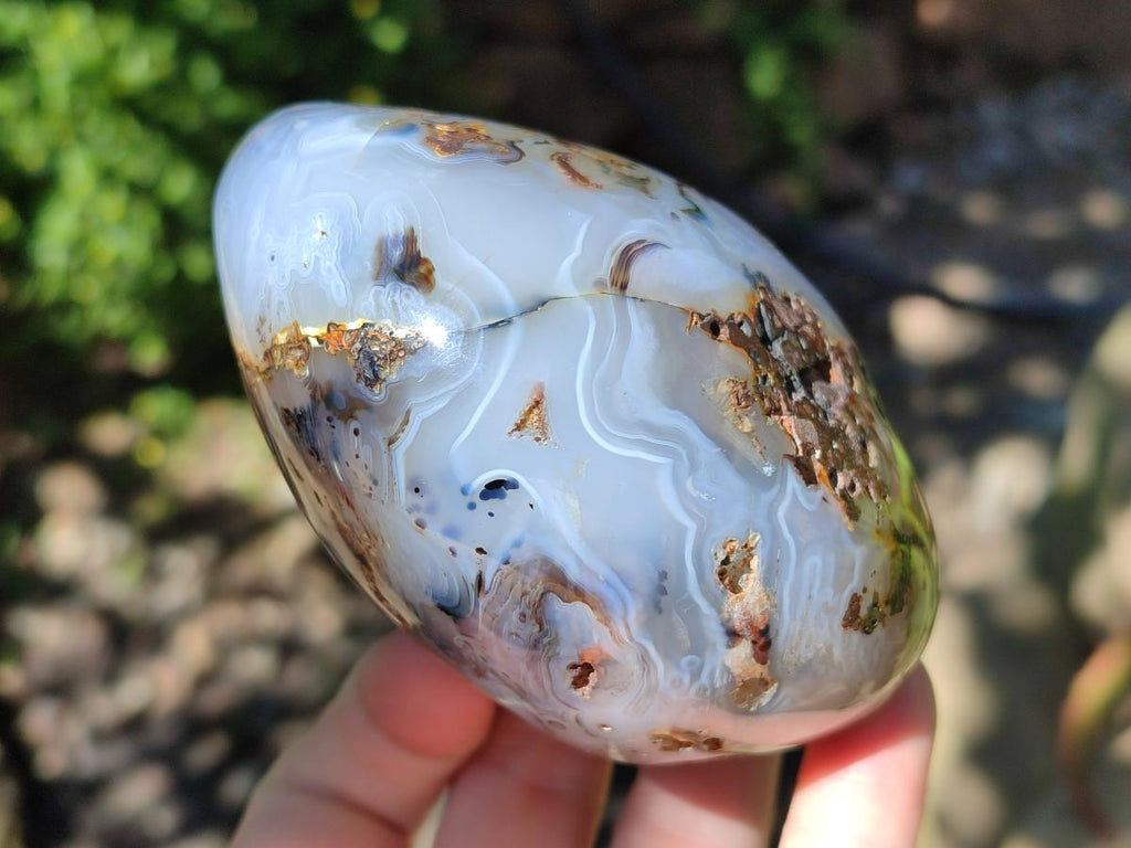 Polished Dendritic Agate Standing Free Forms x 3 From Moralambo, Madagascar