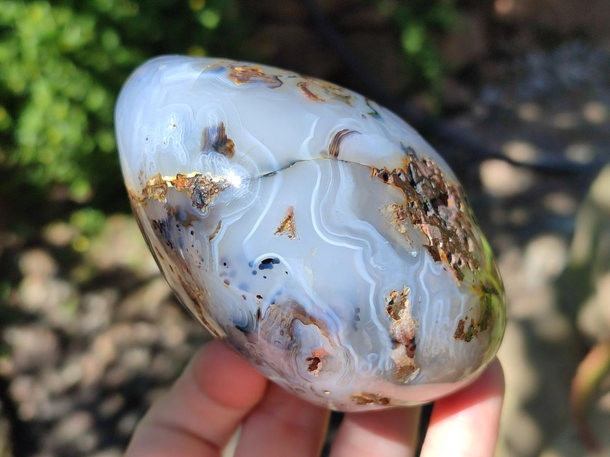 Polished Dendritic Agate Standing Free Forms x 3 From Moralambo, Madagascar