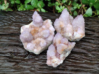 Natural Sunburst Ametrine Spirit Clusters x 3 From Boekenhouthoek, South Africa