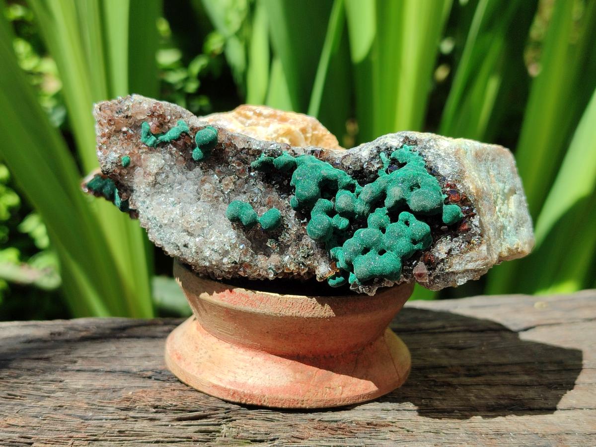 Natural Crystalline Ball Malachite and Quartz on Dolomite Specimens x 2 From Mindingi Mine, Kambove, Congo