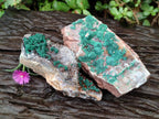 Natural Crystalline Ball Malachite and Quartz on Dolomite Specimens x 2 From Mindingi Mine, Kambove, Congo