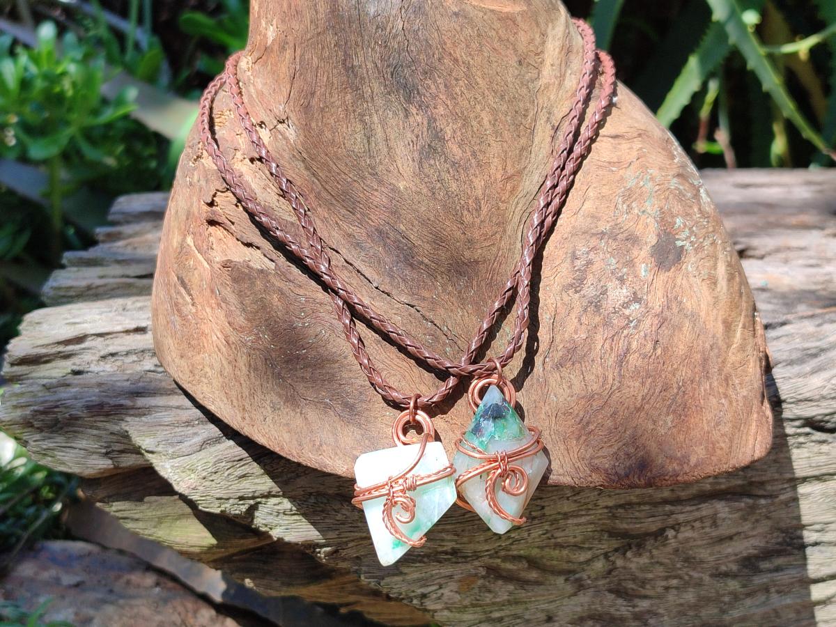 Hand Made Malachite Copper Wire Wrapped Stone Pendants -Sold Per Item- From Messina