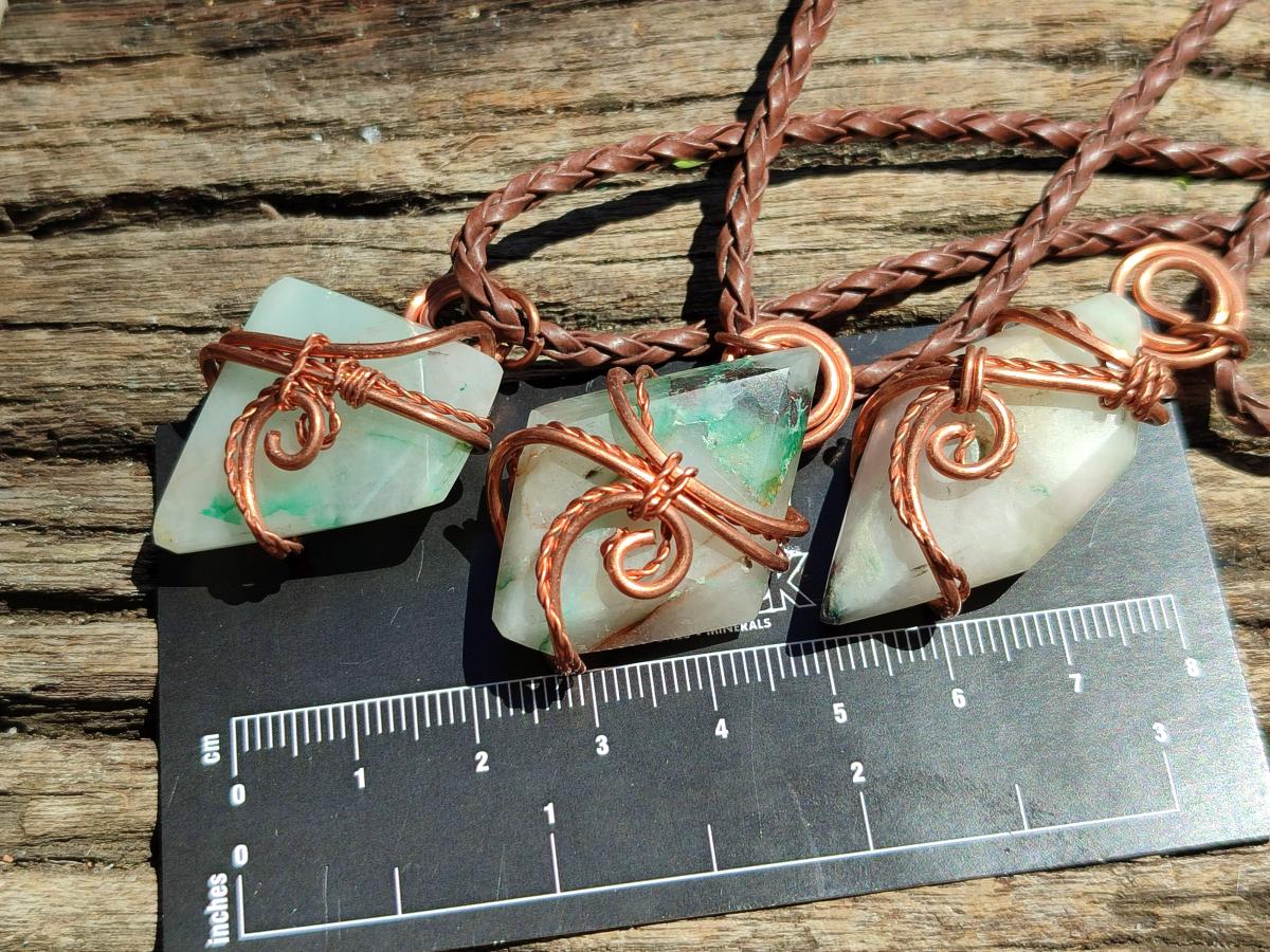 Hand Made Malachite Copper Wire Wrapped Stone Pendants -Sold Per Item- From Messina