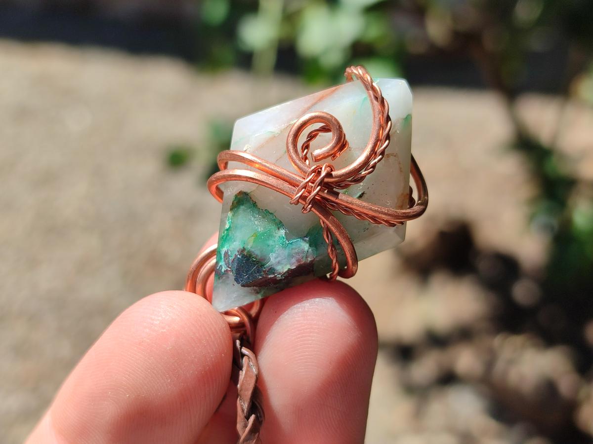Hand Made Malachite Copper Wire Wrapped Stone Pendants -Sold Per Item- From Messina