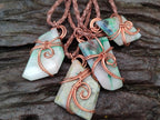 Hand Made Malachite Copper Wire Wrapped Stone Pendants -Sold Per Item- From Messina