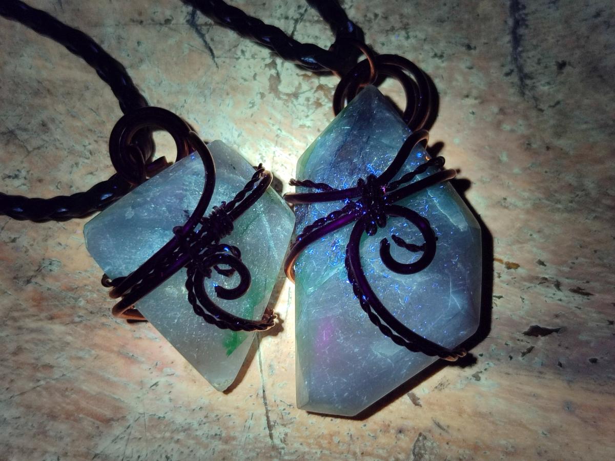 Hand Made Malachite Copper Wire Wrapped Stone Pendants -Sold Per Item- From Messina