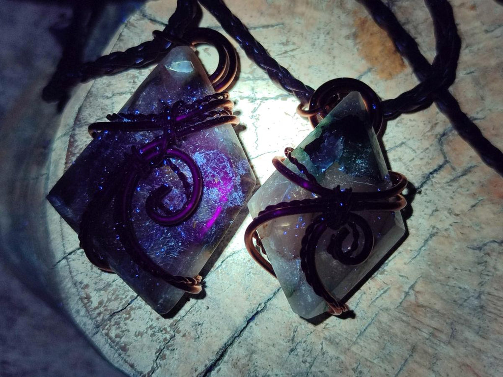 Hand Made Malachite Copper Wire Wrapped Stone Pendants -Sold Per Item- From Messina