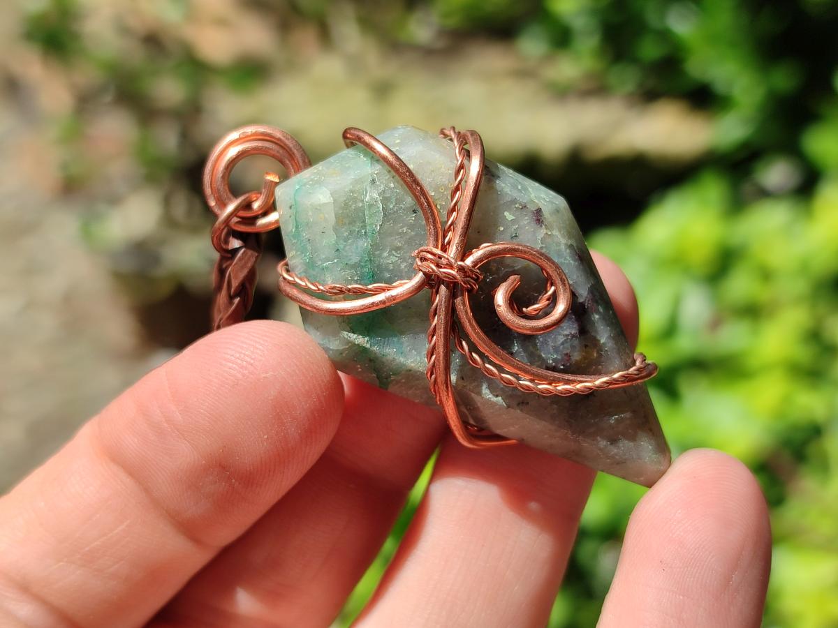Hand Made Malachite Copper Wire Wrapped Stone Pendants -Sold Per Item- From Messina
