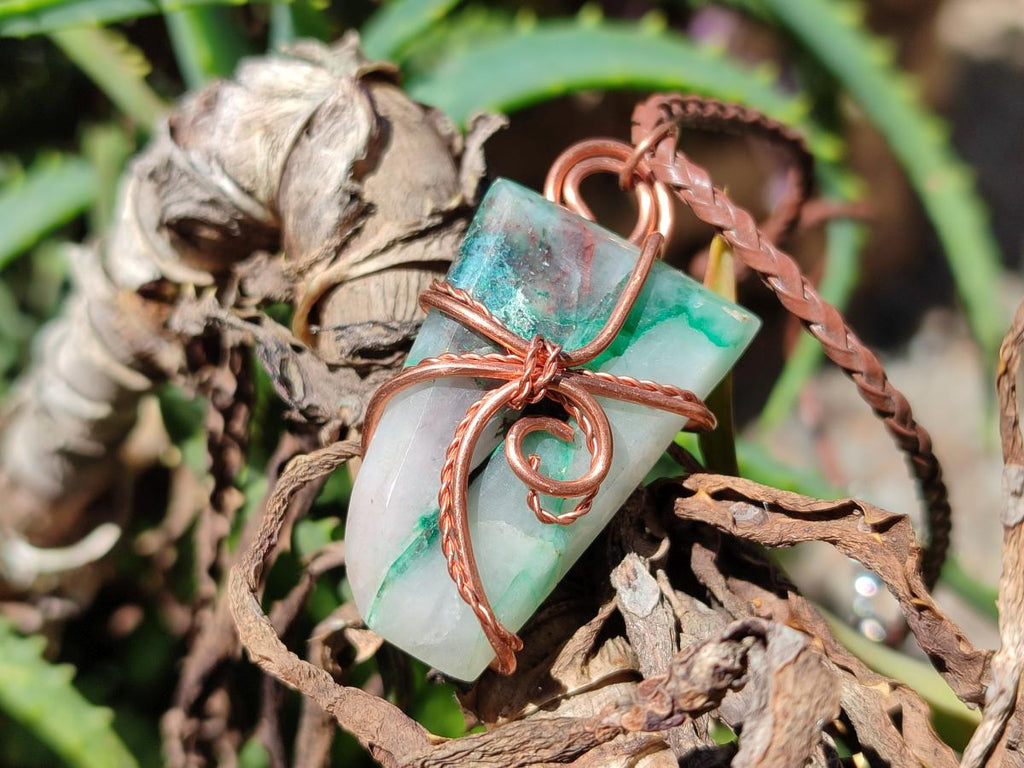 Hand Made Malachite Copper Wire Wrapped Stone Pendants -Sold Per Item- From Messina