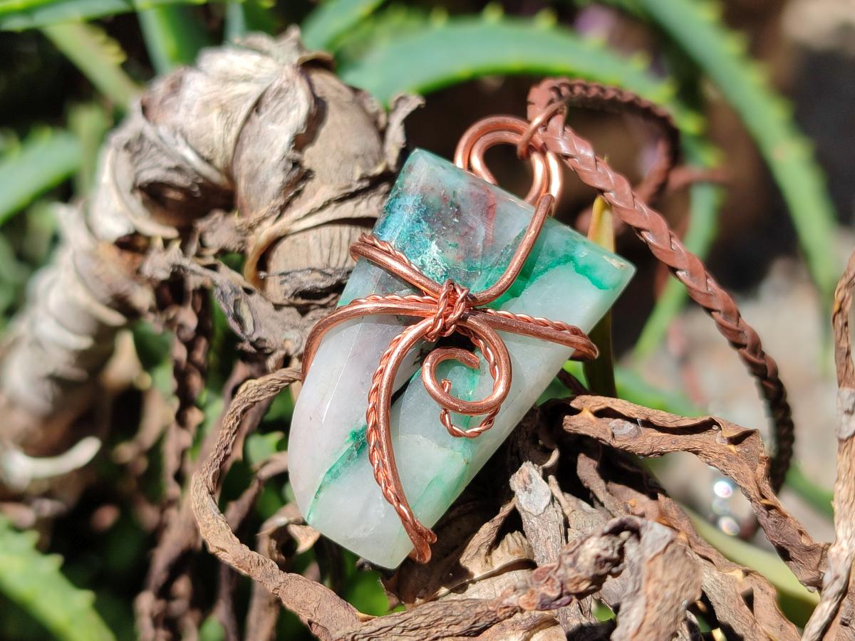 Hand Made Malachite Copper Wire Wrapped Stone Pendants -Sold Per Item- From Messina