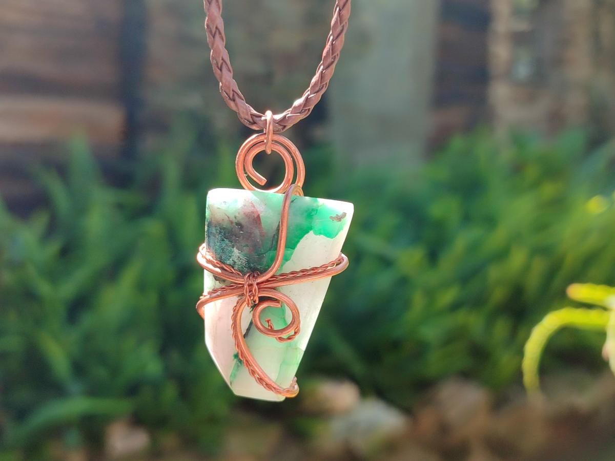 Hand Made Malachite Copper Wire Wrapped Stone Pendants -Sold Per Item- From Messina
