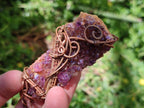 Hand Made Amethyst Plate Copper Wire Wrapped Stone Pendants -Sold Per Item- From Kwaggafontein, South Africa