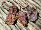 Hand Made Amethyst Plate Copper Wire Wrapped Stone Pendants -Sold Per Item- From Kwaggafontein, South Africa