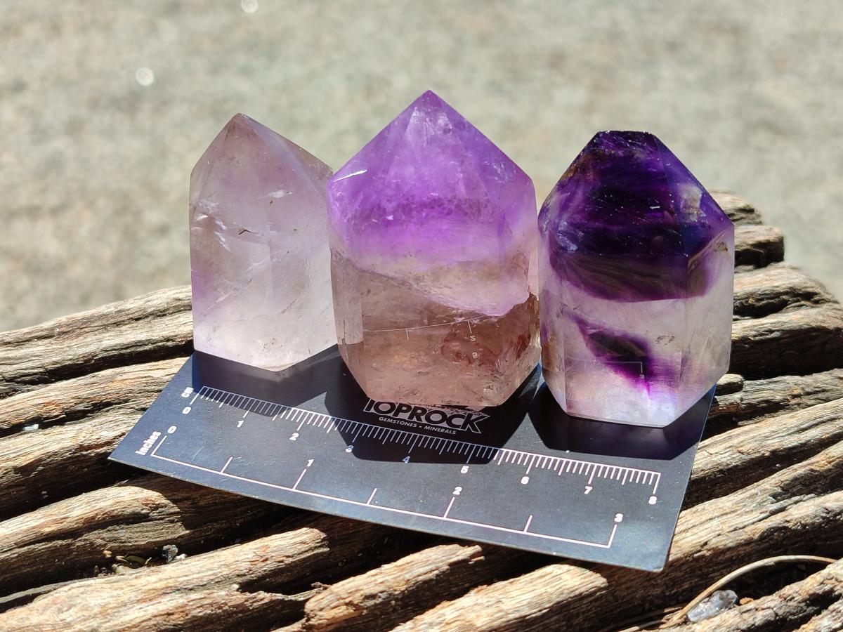 Polished Window Smokey Amethyst Crystals x 24 From Akansobe, Madagascar