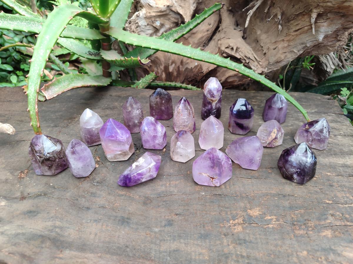 Polished Window Smokey Amethyst Crystals x 24 From Akansobe, Madagascar