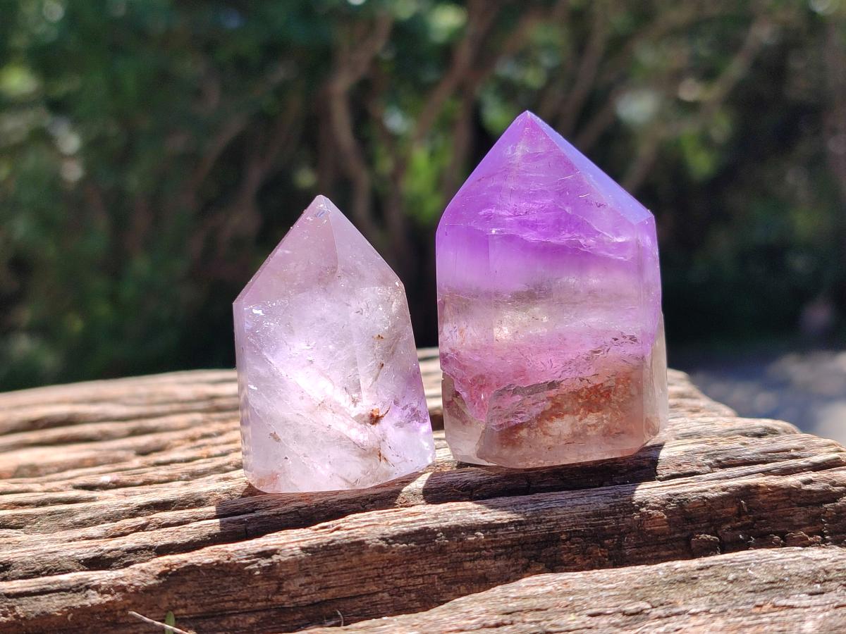 Polished Window Smokey Amethyst Crystals x 24 From Akansobe, Madagascar