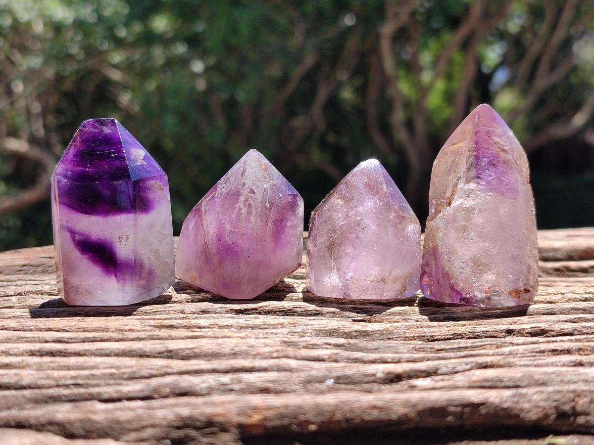 Polished Window Smokey Amethyst Crystals x 24 From Akansobe, Madagascar