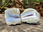 Polished On One Side Blue Lace Agate Geodes x 13 From Nsanje, Malawi