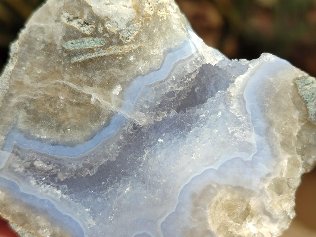 Polished On One Side Blue Lace Agate Geodes x 13 From Nsanje, Malawi