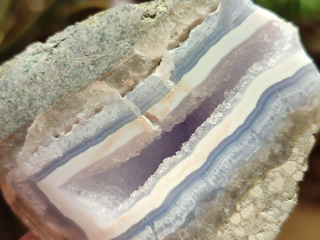 Polished On One Side Blue Lace Agate Geodes x 13 From Nsanje, Malawi