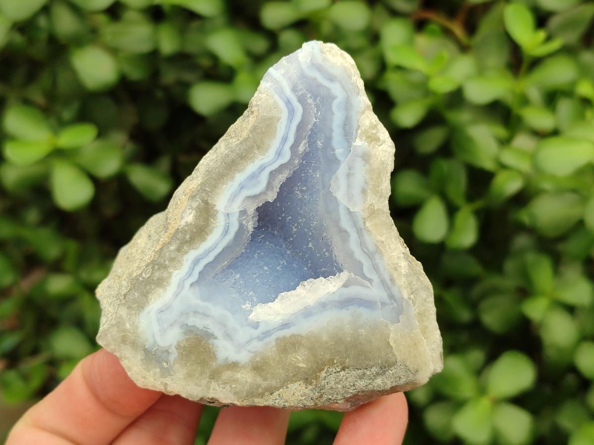 Polished On One Side Blue Lace Agate Geodes x 13 From Nsanje, Malawi