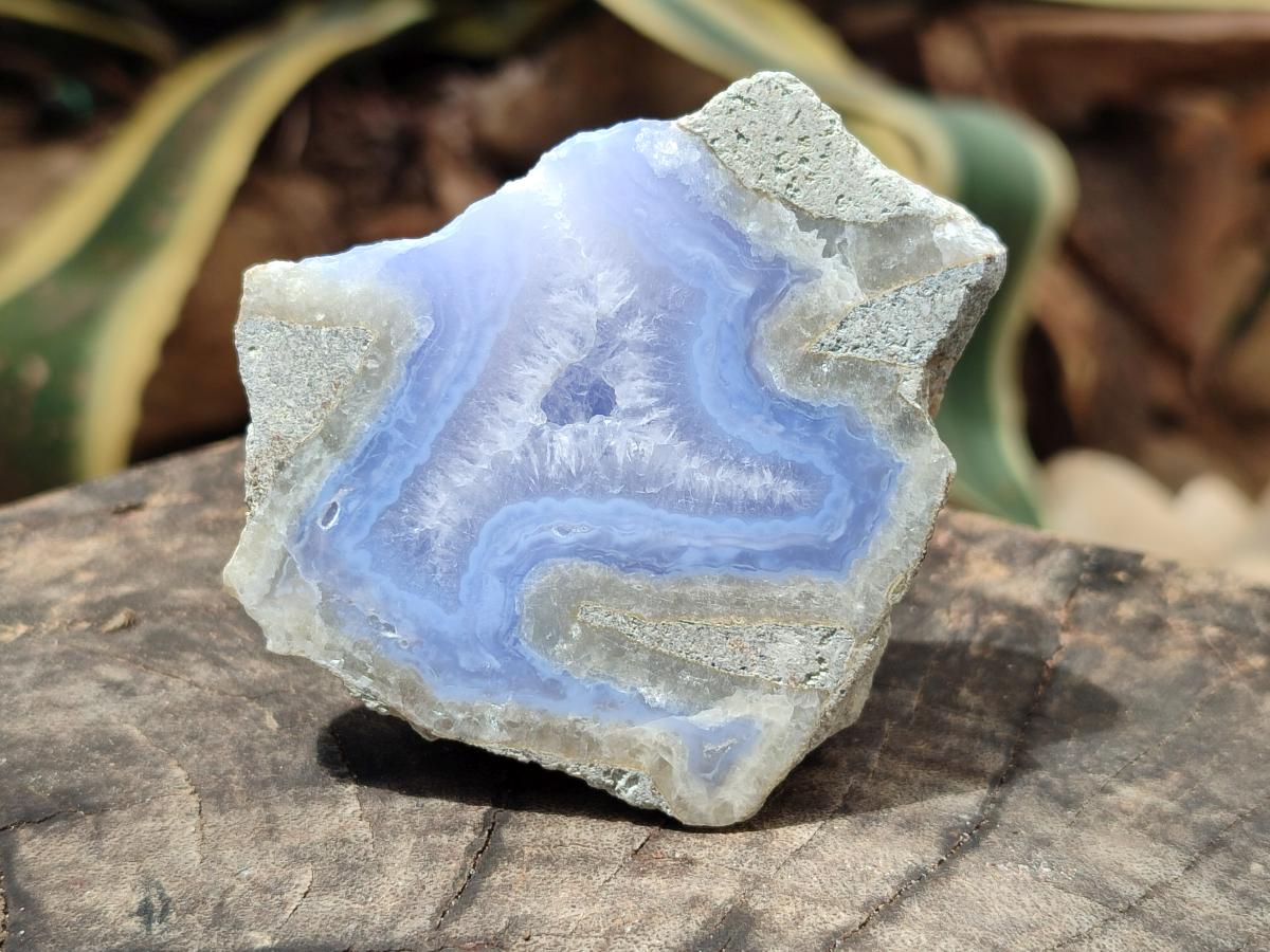 Polished On One Side Blue Lace Agate Geodes x 13 From Nsanje, Malawi