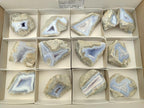 Polished On One Side Blue Lace Agate Geodes x 13 From Nsanje, Malawi